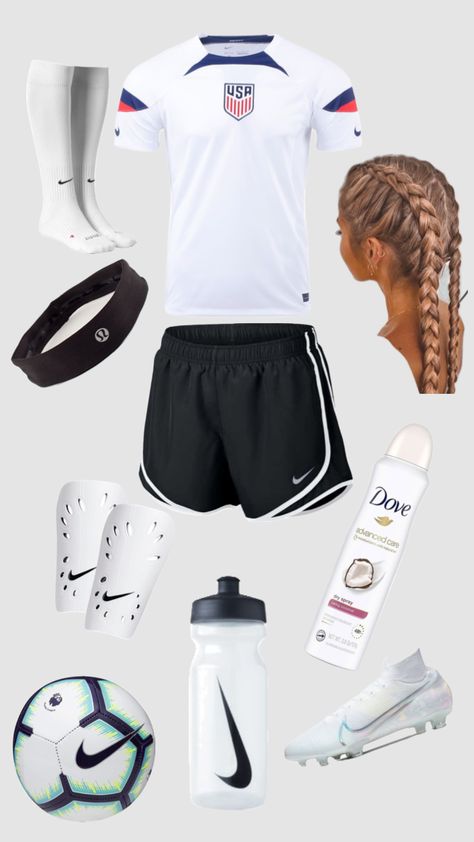 #soccer Pro Soccer Game Outfit, Soccer Aesthetic Clothes, Soccer Clothes Outfits, Soccer Training Outfits, What To Wear For Soccer Practice, Soccer Girl Outfits For Practice, Preppy Soccer Outfits, Cute Soccer Outfits, Soccer Clothes