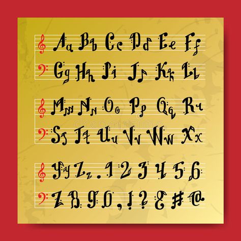 Musical decorative education music notes alphabet font hand mark calligraphy poster vector illustration stock illustration Music Notes Letters, Notes Alphabet, Education Vector, Education Quotes Inspirational, Music Tattoo Designs, Zine Design, Drawing Letters, History For Kids, Math Geometry