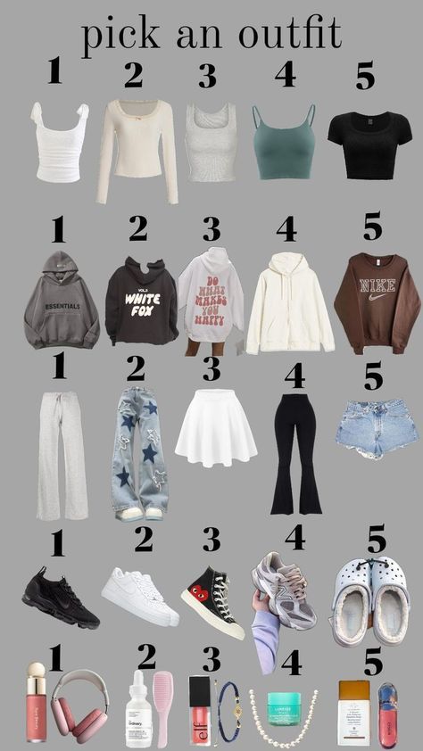 Outfit Ideas For School Collage, Styles For Outfits, Clothes For Middle School, Outfits When You Have Nothing To Wear, Outfit Chart, Simple Cute Outfits For School, Cute Easy Outfits For School, Pick Your Outfit, Everyday School Outfits