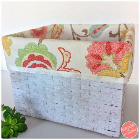 No Sew Basket Liner, No Sew Basket, Sew Basket, Plastic Milk Crates, Inexpensive Teacher Gifts, Pretty Closets, Small Cabins, Pretty Storage, Milk Crates