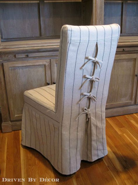 Driven By Décor: Dress Up Your Dining Chairs: Corseted Slipcovers Parson Chair Covers, Dining Room Chair Slipcovers, Driven By Decor, Dining Room Chair Covers, Slip Covers, Chair Slipcovers, Dining Chair Covers, Dining Chair Slipcovers, Parsons Chairs