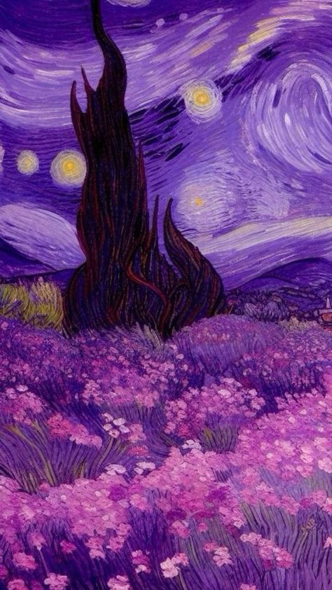 Purple Autumn Wallpaper, فنسنت فان جوخ, Van Gogh Wallpaper, Starry Night Wallpaper, Purple Painting, Whatsapp Wallpaper Cute, Vincent Van Gogh Art, Arte Van Gogh, Wallpaper Ipad