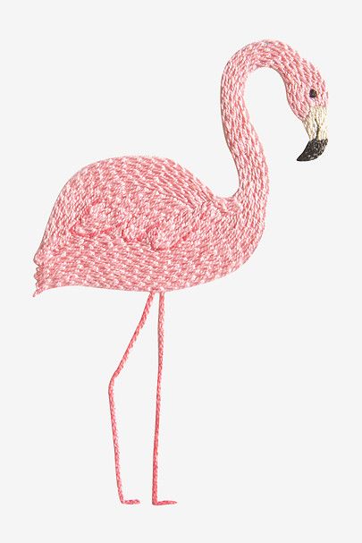 Flamingo Embroidery Pattern, Bee Cushion, Flamingo Embroidery, Simple Hand Embroidery Patterns, Flamingo Pattern, Moon Pattern, Embroidery Transfers, Pola Sulam, Merino Wool Yarn