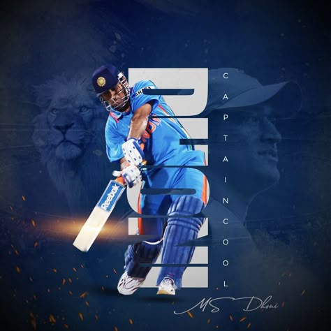 Cricket Creative Post, Cricket Typography, Cricket Poster Creative, Cricket Creative Ads, Dhoni Poster, Cricket Poster Design, Poster Design Photoshop, Dhoni Csk, Ms Doni