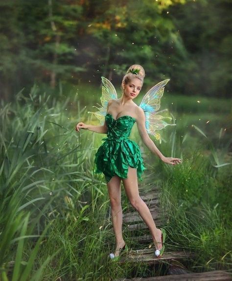 Water Fairy Costume, Tinkerbell Cosplay, Tinker Bell Cosplay, Tinkerbell Dress, Tinkerbell Costume, Fairytale Photoshoot, Plain Girl, Fairy Photoshoot, Tinker Bell Costume