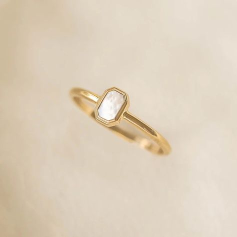 Mother of Pearl Ring 14k Gold - Maren | Linjer Jewelry Mother Pearl Ring, Wedding Pearl Ring With Mother Of Pearl, Wedding Pearl Ring In Mother Of Pearl, Minimalist Gold Jewelry With Mother Of Pearl, Gold Mother Of Pearl Ring, Luxury Gold Mother Of Pearl Rings, Mother Pearl, Pearl Ring, Gold Bands