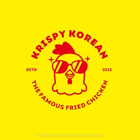 Chicken Restaurant Logos, Korean Logo, Red Korean, Chicken Brands, Restaurant Design Inspiration, Chicken Logo, Beer Chicken, Chicken Shop, Korean Chicken