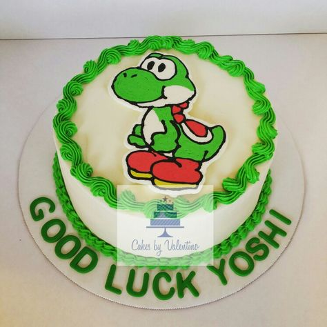 Yoshi cake by Valentino Yoshi Birthday Cake, Yoshi Cake, Yoshi Party, Mario Birthday Cake, Super Mario Bros Party, Dino Cake, Mario Cake, Mario Bros Party, Super Mario Birthday Party