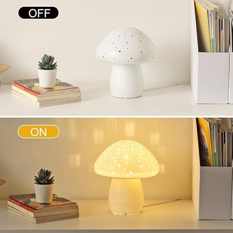 BOHON Mushroom Lamp, Ceramic Bedside Table Lamp for Bedroom Nightstand, Vintage Cute Night Light, Small Lamp for Living Room Kids Desk Home Decor Girls Mother's Day Gifts, LED Bulb Included, Pink - Amazon.com Mushroom Night Light, Nightstand Vintage, Lamp Ceramic, Cute Night Lights, Small Lamps, Kids Desk, Bedroom Nightstand, Pink Amazon, Bedside Table Lamp