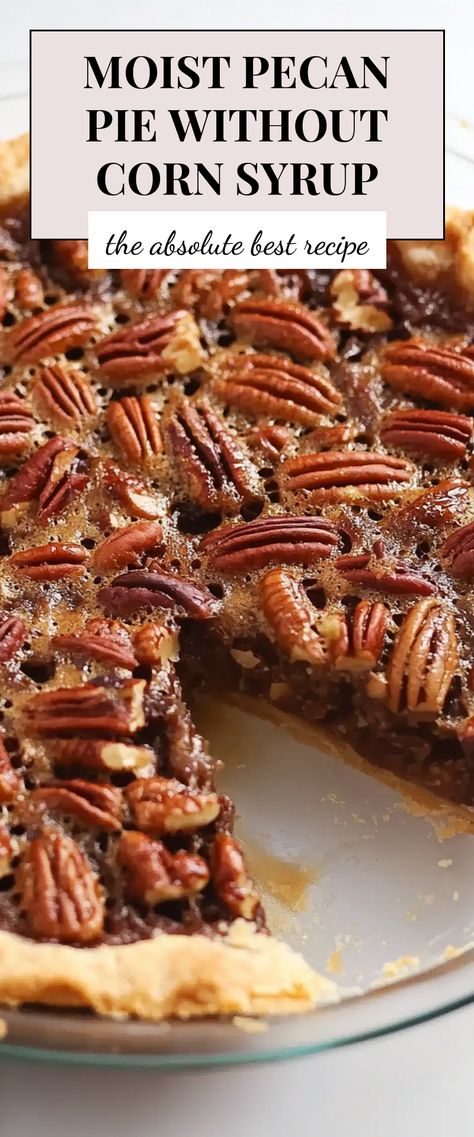 Image for Moist Pecan Pie Without Corn Syrup No Syrup Pecan Pie, Pecan Pie Pizza, Healthier Pecan Pie Recipe, Pecan Pie With No Corn Syrup, Molasses Pecan Pie, Brandy Pecan Pie Recipe, Impossible Pecan Pie, No Corn Syrup Pecan Pie, Healthy Pecan Pie Recipe