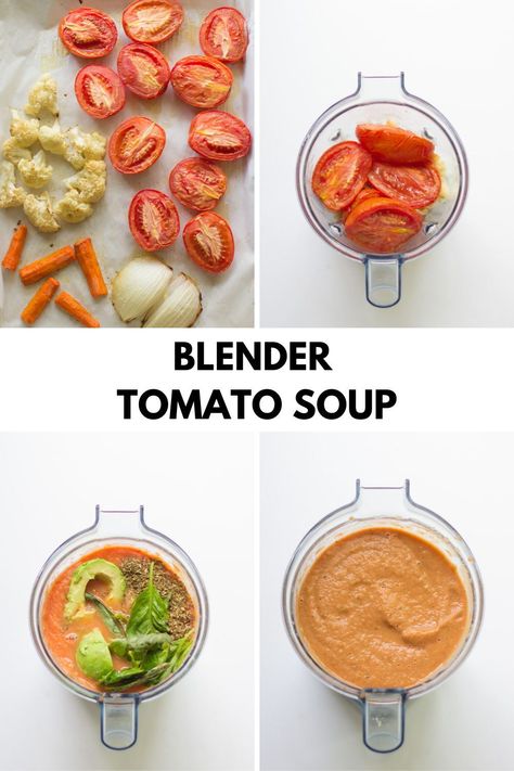 Packed with fresh ingredients, this easy Vitamix tomato soup with basil is super easy to whip up and can be enjoyed hot or cold. Enjoy with grilled cheese sandwich or side salad for a delicious weeknight meal. Tomato Soup In Blender, Tomato Juice Based Soup Recipes, Blw Soup Recipes, Baby Tomato Recipes, Pureed Soup Recipes, Pureed Tomato Soup, Tomato Basil Soup Vitamix Recipes, Sweet Potato Crackers Recipe, Vitamix Tomato Soup