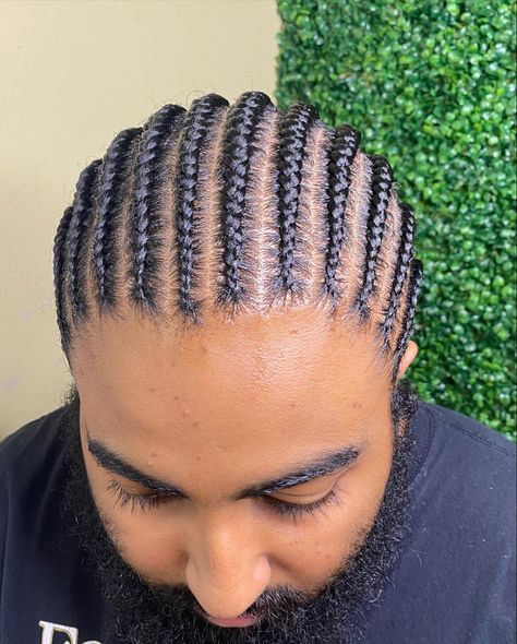 Small braids on thick hair. Men Straight Back Braids, Small Straight Backs, Back Braids, Straight Backs, Straight Back Braids, Back Braid, French Braids, Small Braids, Black Men Hairstyles