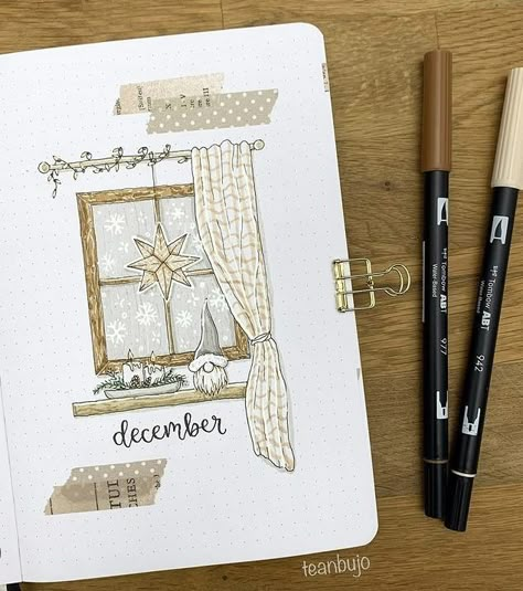 Cozy Bullet Journal Theme, January Journal Spread, Bujo Winter Theme, December Bullet Journal, Bullet Journal Month, Bullet Journal Cover Ideas, Creating A Bullet Journal, Bullet Journal Ideas Templates, Bullet Journal Hacks