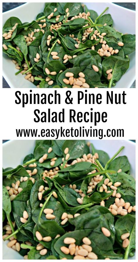 Spinach and Pine Nut Salad Recipe - Easy Low Carb Keto Diet Salad Recipes - Recipe for a green salad with nourishing pine nuts. Recipes With Pine Nuts Healthy, Pine Nut Salad Recipe, Pine Nut Salad, Nut Salad, Diet Salad, Pine Nuts Salad, Diet Salad Recipes, Lunch On A Budget, Pine Nut Recipes