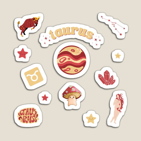 The Zodiac Signs: Taurus Sticker Pack | Astrology, Spirituality, Accessories Astrology Stickers, Astrology Spirituality, Zodiac Stickers, Background Valentine, Valentine Wallpaper, Valentine Background, Zodiac Signs Taurus, The Zodiac Signs, Valentines Wallpaper