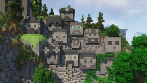 Minecraft Pixel Art Builds, Minecraft Cave Entrance Design, Minecraft Nether Highway, Minecraft Spawn Hub Ideas, Diorite Minecraft, Minecraft Mountain Staircase, Minecraft Geode, Mountains Minecraft, Minecraft Spawn Hub