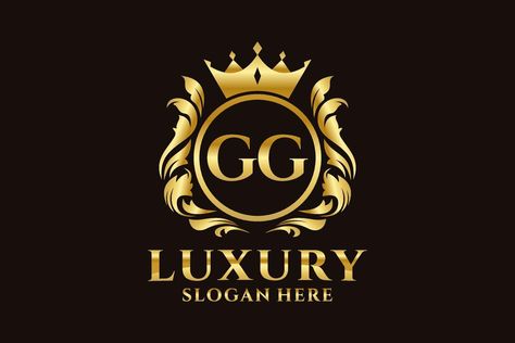 Initial GG Letter Royal Luxury Logo template in vector art for luxurious branding projects and other vector illustration. Iq Logo, Bc Logo, Birthday Background Design, Royal Logo, Handwritten Logo, Elegant Logo Design, Feminine Logo, Cute Animals Images, Letter Logo Design