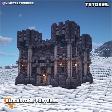 Feverr ~ on Instagram: “Tutorial: Blackstone fortress! 1.16 has some amazing blocks. Blackstone can really make some neat fortress or castles! Hope you guys like…” Nether Fortress Build, Nether Builds, Nether Minecraft, Minecraft Castle Designs, Blackstone Fortress, Minecraft Kingdom, Bangunan Minecraft, Minecraft House Tutorials, Minecraft Castle