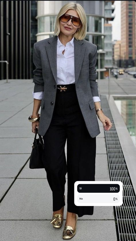 Slacks And Blazer Outfit, Fall Professional Outfits Women, Cute Professional Outfits, Fashionable Work Outfit, Gray Blazer, Stylish Work Attire, Corporate Outfits, Traje Casual, Classy Work Outfits