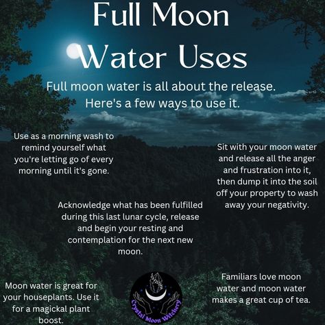 Full Moon Water Making, Full Moon Water Uses, Moon Water Uses, Universal Spirituality, All Moon Phases, December Full Moon, Moonlit Path, Full Moon Water, Water Spells