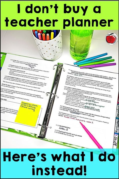 teacher planner in a binder. Don't buy a planner make one that saves you lots of time in the future. Terri's Teaching Treasures High School Teacher Organization Ideas, Organized Classroom High School, Lesson Plan Middle School, Best Teacher Planner Middle School, Teacher Workout Schedule, Assistant Teacher Tips, Teacher Lesson Plan Organization, Itinerant Teacher Organization Ideas, Teacher Planning Organization