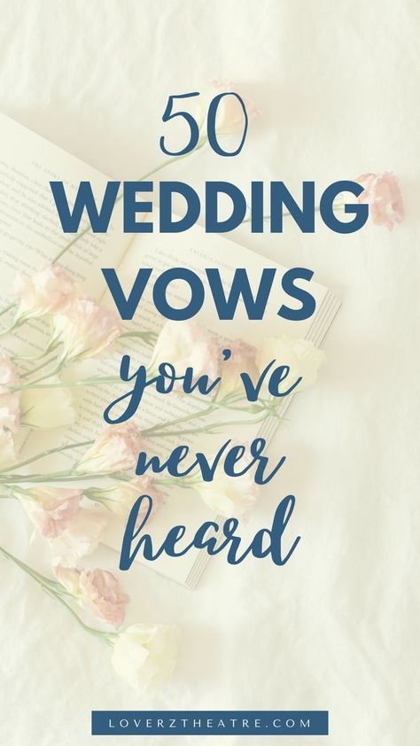 Wedding Vows are a unique way to convey your heartfelt feelings to your partner on your wedding day. Check out these 50 wedding vows you've never heard. If you are looking for inspiration for either writing their own wedding vows or unique wedding vows, or you need some cute wedding vows examples, this post has a huge list of the best wedding vows Cute Wedding Vows, Simple Wedding Vows, Vows Examples, Write Your Own Wedding Vows, Unique Wedding Vows, Writing Wedding Vows, Wedding Vows Quotes, Wedding Vows For Her, Vows Quotes