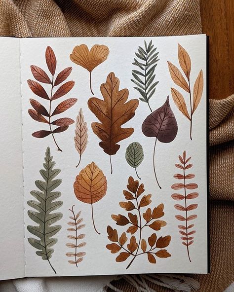 Joannie Houle sur Instagram : Autumn tones 🍂 . . . . . #leaves #autumnleaves #watercolorpainting #watercolor #gouache #fallvibes #sketchbook #illustration #illustrator… Autumn Leaves Art, Autumn Tones, Sketchbook Illustration, Leaves Art, Instagram Autumn, Autumn Illustration, Diy Watercolor Painting, Watercolor Paintings Easy, Watercolor Sketchbook