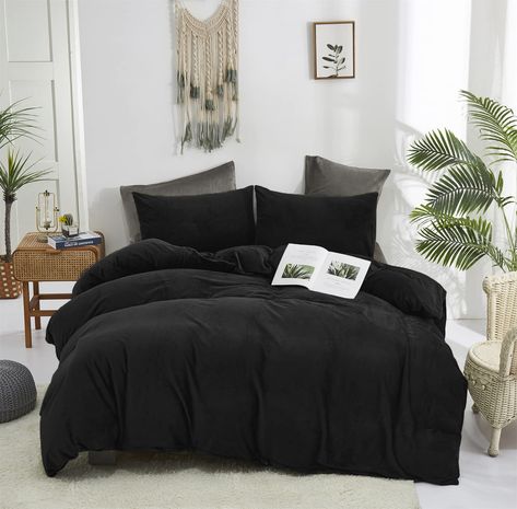 PRICES MAY VARY. 【High Material】: Our black velvet comforter is high quality velvet out fabric with soft ultra microfiber inner fill. Super soft, durable, breathable, and machine washable. 【3Pcs Black Fluffy Queen Comforter Sets】 : 1 x queen comforter ( 90" x 90") + 2 x standard pillowcases ( 20" x 26"). 【Velvet Design】: Soft black fluffy comforter fluffy plush shaggy fabric design bedding blankets comforter sets for women men. Give you a warm room, and our black velet comforter sets with two pi White Bed Comforters, Shabby Chic Comforter, Black Comforter Sets, Bedding Comforter Sets, Ruffle Comforter, Black Bed Set, Shabby Farmhouse, Full Size Comforter, Full Comforter Sets