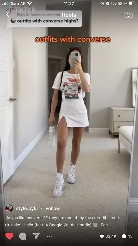 Highcut Converse, How To Style Converse, Converse Shoes Outfit, Converse Fits, Silk Maison, Foto Insta, White Converse Outfits, Dress With Converse, Do Your Thing