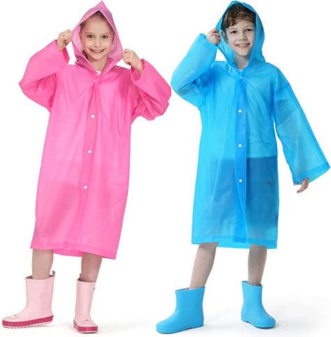 Opret 2 Pack Raincoats for Kids, Reusable Rain Ponchos with Hood and Sleeves Waterproof Rain Coats for Boys and Girls Rains Long Jacket, Raincoat Outfit, Rain Coats, Rain Sounds, Kids Poncho, Poncho Jacket, Raincoat Kids, Kids Rain, Rain Poncho