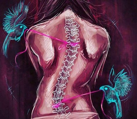 Chiropractic Tattoo, Spine Drawing, Spinal Fusion, Support Art, Iyengar Yoga, Anatomy Art, Chiropractic, Chronic Pain, Lower Back