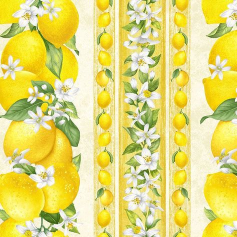 FRUIT-CD2451 / LEMON Project Table, Timeless Treasures Fabric, Stripe Fabric, Lemon Print, Panel Quilts, Border Print, Quilt Kits, Timeless Treasures, Striped Fabrics