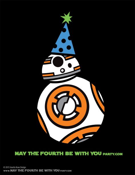 DIY BB-8 May the Fourth be with You Party Star Wars Day T-shirt/Stencil Pattern… May 4th Be With You, Star Wars Party Theme, May The 4th Party, Star Wars Classroom, Birthday Star Wars, Star Wars Theme Party, Happy Star Wars Day, Star Wars Party Ideas, Star Wars Food