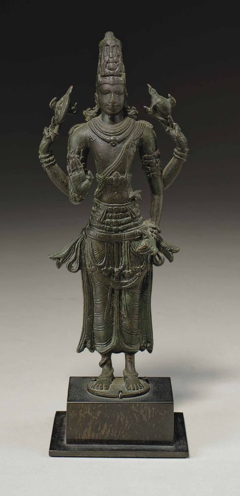 A rare bronze figure of Vishnu | SOUTH INDIA, PALLAVA PERIOD, 8TH CENTURY | Sculptures, Statues & Figures, figure | Christie's