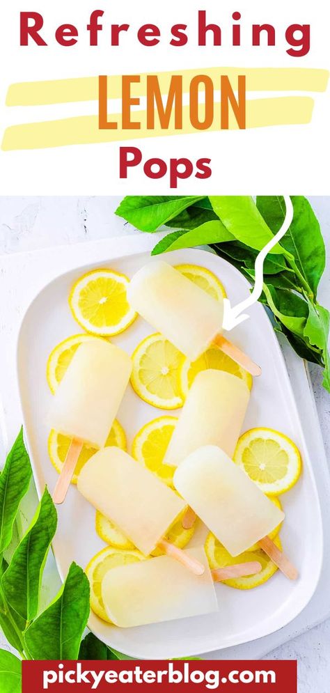 Beat the heat with these lemon popsicles perfect for a hot summer day, or anytime of year! Cool and refreshing, this easy recipe makes a great treat that the whole family can enjoy. These 3 ingredient lemonade popsicles are naturally gluten-free, low in sugar, and vegan, too! Lemon Popsicles Recipes, Lemon Popsicles, Sugar Free Popsicles, Berry Popsicles, Lemonade Popsicles, Healthy Baking Desserts, Clean Eating Dessert Recipes, Healthy Popsicles, Healthy Toddler Snacks