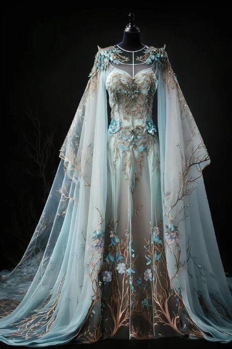 Royal Dresses Queens Fantasy, Blue Fantasy Dress, Queen Outfits Royal, Ball Gowns Fantasy, Chinese Fancy Dress, Dress Glitter, Queen Outfit, Fantasy Dresses, Royal Dresses