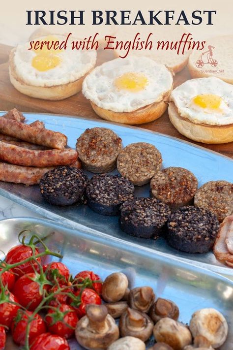 A full Irish breakfast is made with eggs, rashers/bacon, sausage, white and black pudding, mushrooms, tomatoes, and soda or brown bread. Not easy to find all these ingredients in France, so we adapt!  #breakfast #Irish #recipes #delicious Lentil Tacos Recipes, Full Irish Breakfast, Irish Breakfast, Hearty Dinner Recipes, Eggs Breakfast, Black Pudding, Bacon Sausage, Brown Bread, Irish Soda Bread