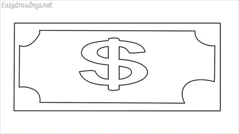 How to draw a Money step by step - Easydrawings.net Drawing On Money, Money Drawing Ideas, Money Drawing, Simple Drawings, Drawing Ideas Easy, Drawing Lesson, Fake Money, Money Games, Diy Money