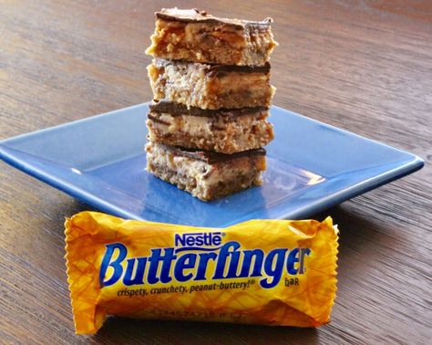 When I was pregnant, I craved Butterfinger Blizzards from DQ.  I never eat them now but when I saw a package of Butterfingers, m... Nutter Butter Crust, Butterfinger Recipes, Bliss Bars, Bliss Bar, Nutter Butter Cookies, Sweet Treats Desserts, Dessert Bar Recipe, On Cloud Nine, Whipped Cream Cheese