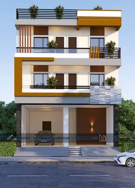 Commercial Elevation, 3d Front Elevation, Dream House Design, Small House Design Philippines, House Structure Design, Elevation Ideas, Building Front Designs, 3 Storey House Design, House Outer Design