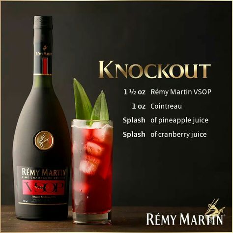 Knockout Remy Martin Drinks, Bartender Recipes, Summer Vodka Cocktails, Usa Drinks, Fun Drinks Alcohol, Cocktail Drinks Alcoholic, Happy Drink, Remy Martin, Drinks Ideas