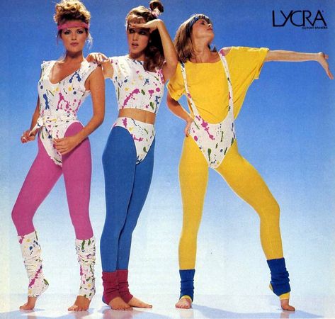 Vintage '80s pantyhose, nylons & tights came in lots of awesome colors & textures - Click Americana January Workout, 80s Workout Outfit, 80s Fashion Women, 1990s Fashion Trends, Look Disco, 1980s Fashion Trends, Look 80s, 80s Party Outfits, 80s Workout