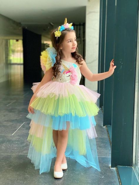 Unicorn Dresses For Kids, Summer Dresses For Girls, Unicorn Birthday Outfit, Baby Birthday Dress, Kids Blouse Designs, African Dresses For Kids, Kids Frocks Design, Fashionable Dresses