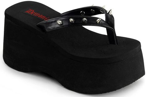 FUNN-20 Spike Thong Sandals Goth Sandals, Gothic Sandals, Goth Platforms, Goth Fits, Platform Flip Flops, Flats Sandals, Boots Sneakers, Open Toe Sandals, Toe Sandals