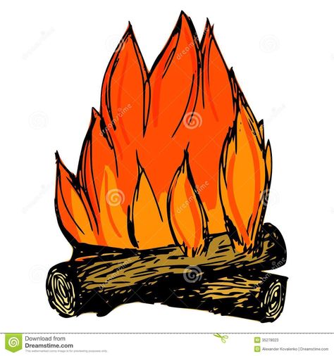 Campfire Isolated Illustration Stock Vector - Image: 51657479 Fire Pit Drawing, Log Drawing, Campfire Drawing, Pallet Art, Background Illustration, Colorful Drawings, Campfire, Image Illustration, Fire Pit