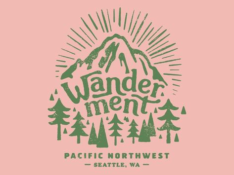 Retro Camp Aesthetic, Pacific Northwest Illustration, Granola Graphic Design, Hiking Graphic Design, Summer Camp Graphic Design, Camp Font, Forest Graphic Design, Pacific Northwest Design, Camping Shirt Design