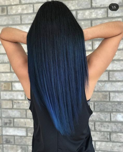 Midnight Blue Hair, Blue Black Hair Color, Blue Hair Highlights, Blue Black Hair, Blue Ombre Hair, Light Blue Hair, Dark Blue Hair, Dark Hair With Highlights, Blue Highlights