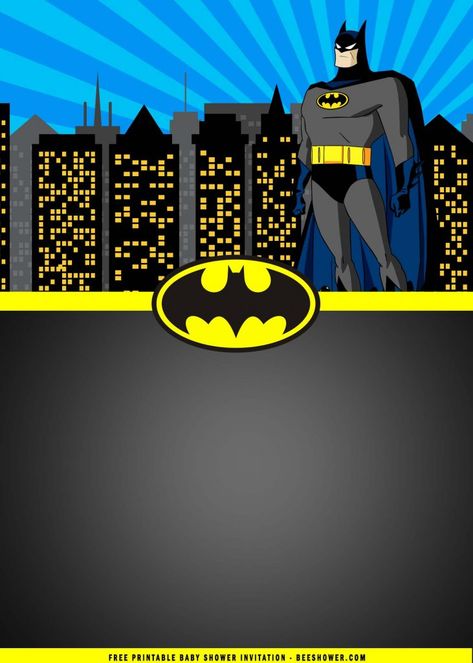 (FREE Printable) – Batman Birthday Party Invitation Templates | FREE Printable Baby Shower Invitations Templates Batman Invitations, Superhero Birthday Party Invitations, Free Printable Baby Shower Invitations, Superhero Baby Shower, Superhero Birthday Invitations, Superhero Invitations, Batman Birthday Party, Batman Party, Batman Birthday