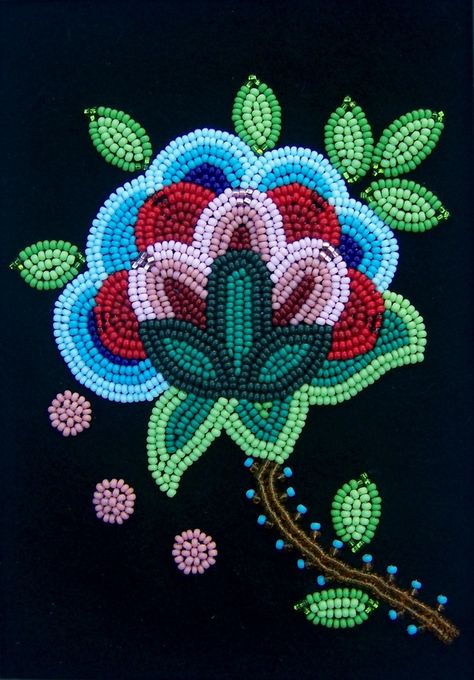 Floral beadwork became a trademark of the Métis, and the elaborate beadwork displayed on this purse exemplifies the intricate designs favoured by this nation's beaders. Description from pinterest.com. I searched for this on bing.com/images Metis Floral Designs, Metis Embroidery, Anishinaabe Beadwork, Beaded Metis Symbol, Métis Beaded Earrings, Metis Beadwork Patterns, Metis Floral Beadwork, Metis Beadwork, Floral Beadwork