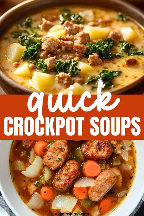 Here are the best crockpot soup recipes for your dinners. Easy crockpot dinners for fall. Make sure to save this pin. Soups For 2 People, Easy Winter Soups Crockpot, Fast Easy Soup Recipes, Crockpot Soup Healthy, Soups In Crockpot, Easy Soups Crockpot, Winter Soup Crockpot, Healthy Crockpot Soups, Small Batch Soup